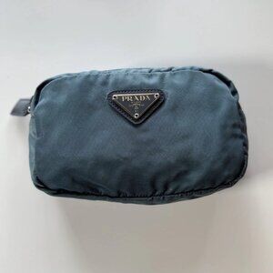 Authentic Prada Tessuto Cosmetic Bag Kelly Teal Nylon Mini Pouch Clutch